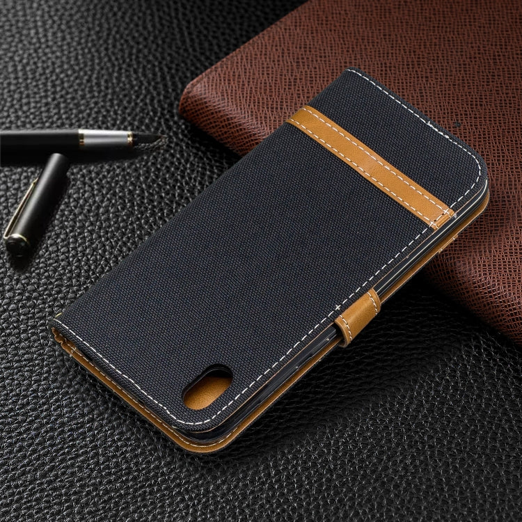 Color Matching Denim Texture Leather Case for Huawei Y5 (2019), with Holder & Card Slots & Wallet & Lanyard