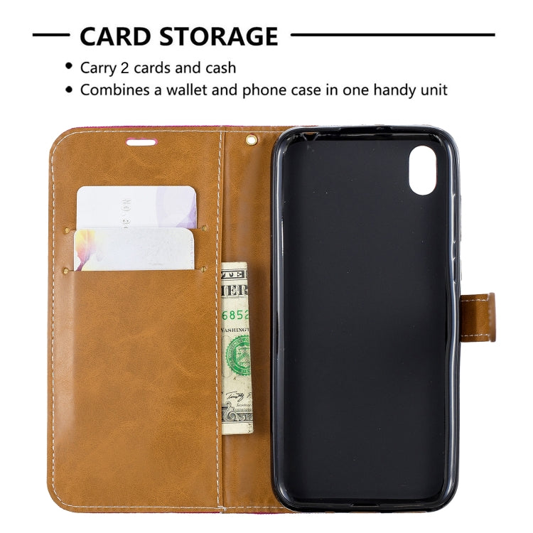 Color Matching Denim Texture Leather Case for Huawei Y5 (2019), with Holder & Card Slots & Wallet & Lanyard