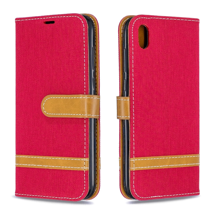 Color Matching Denim Texture Leather Case for Huawei Y5 (2019), with Holder & Card Slots & Wallet & Lanyard