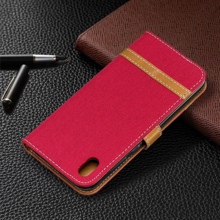 Color Matching Denim Texture Leather Case for Huawei Y5 (2019), with Holder & Card Slots & Wallet & Lanyard
