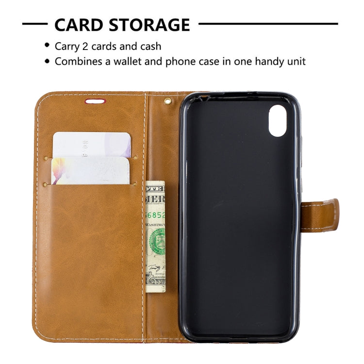 Color Matching Denim Texture Leather Case for Huawei Y5 (2019), with Holder & Card Slots & Wallet & Lanyard