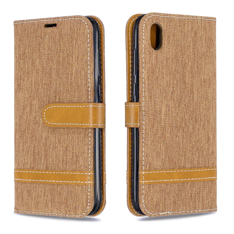 Color Matching Denim Texture Leather Case for Huawei Y5 (2019), with Holder & Card Slots & Wallet & Lanyard