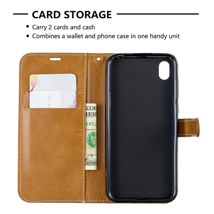 Color Matching Denim Texture Leather Case for Huawei Y5 (2019), with Holder & Card Slots & Wallet & Lanyard