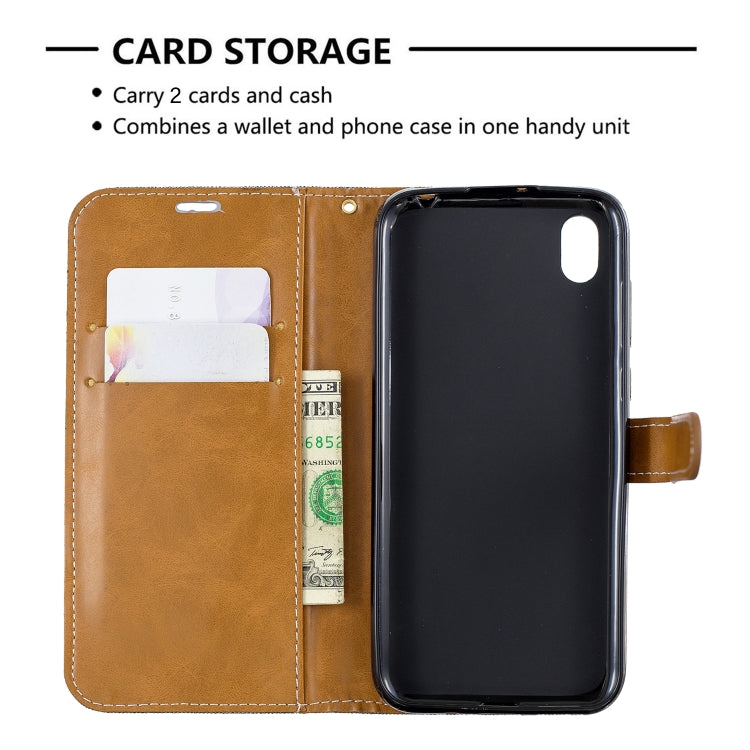 Color Matching Denim Texture Leather Case for Huawei Y5 (2019), with Holder & Card Slots & Wallet & Lanyard