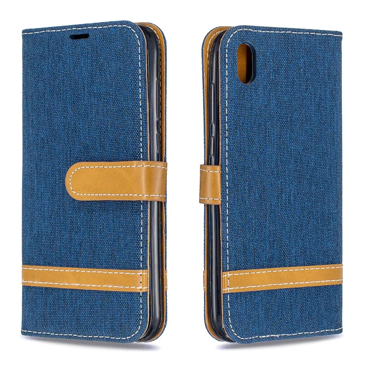 Color Matching Denim Texture Leather Case for Huawei Y5 (2019), with Holder & Card Slots & Wallet & Lanyard