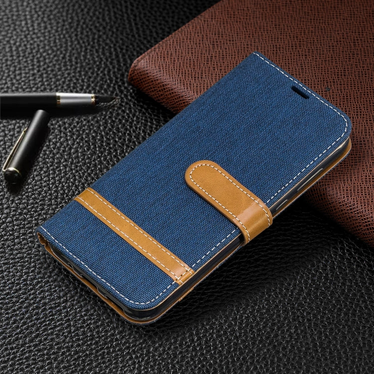 Color Matching Denim Texture Leather Case for Huawei Y5 (2019), with Holder & Card Slots & Wallet & Lanyard