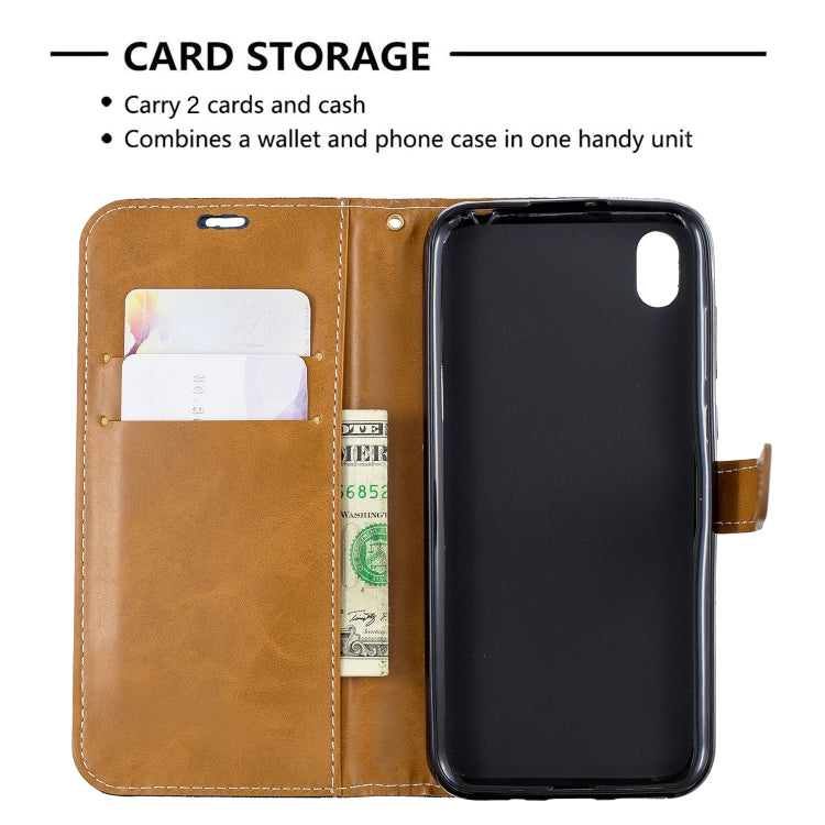 Color Matching Denim Texture Leather Case for Huawei Y5 (2019), with Holder & Card Slots & Wallet & Lanyard