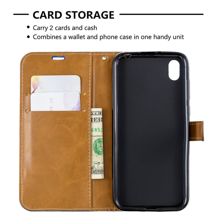 Color Matching Denim Texture Leather Case for Huawei Y5 (2019), with Holder & Card Slots & Wallet & Lanyard