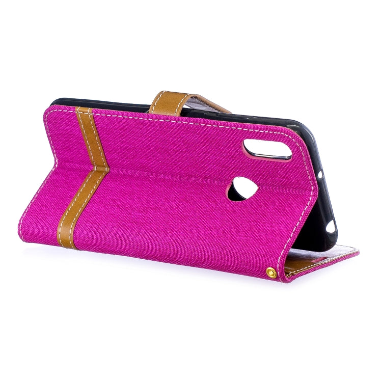 Color Matching Denim Texture Leather Case for Huawei Y6 2019 / Y6  Pro 2019, with Holder & Card Slots & Wallet & Lanyard