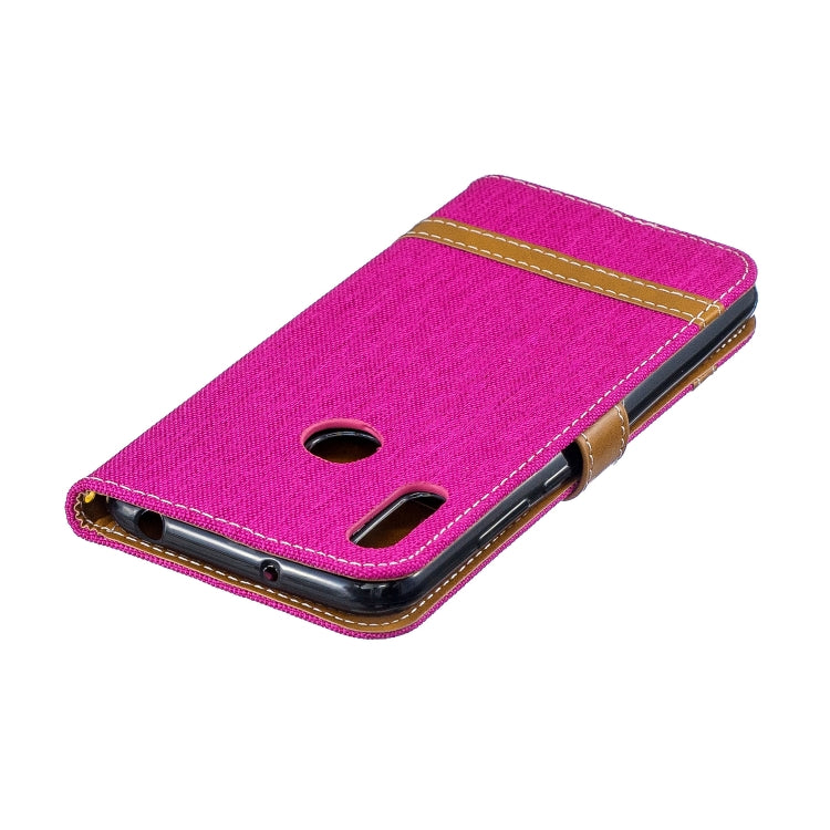 Color Matching Denim Texture Leather Case for Huawei Y6 2019 / Y6  Pro 2019, with Holder & Card Slots & Wallet & Lanyard