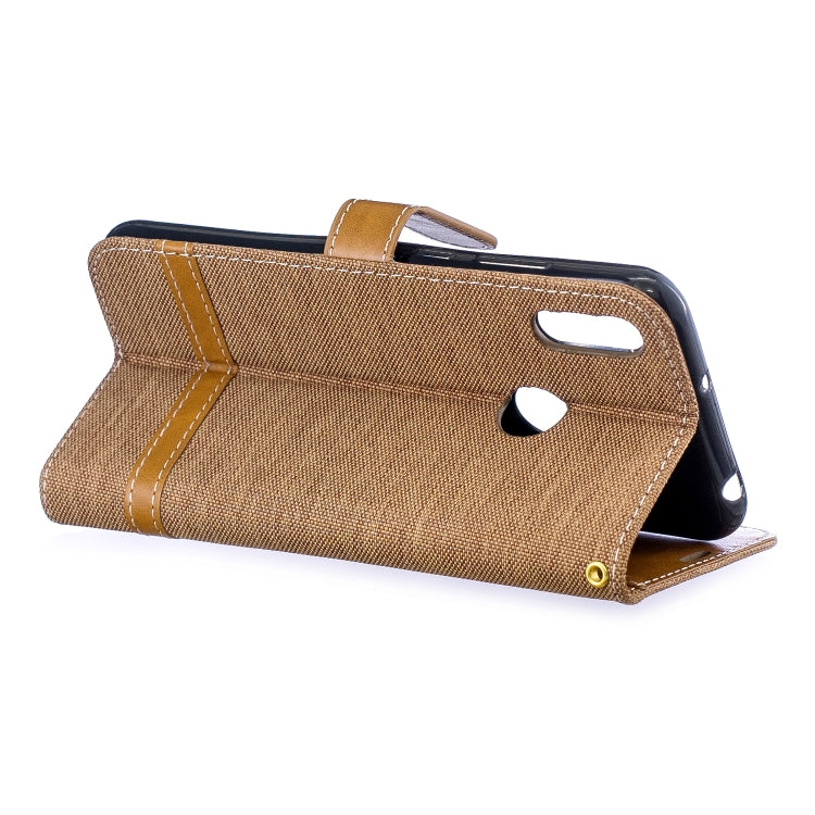 Color Matching Denim Texture Leather Case for Huawei Y6 2019 / Y6  Pro 2019, with Holder & Card Slots & Wallet & Lanyard