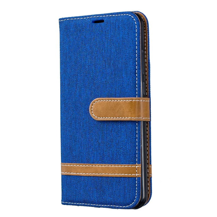 Color Matching Denim Texture Leather Case for Huawei Y6 2019 / Y6  Pro 2019, with Holder & Card Slots & Wallet & Lanyard