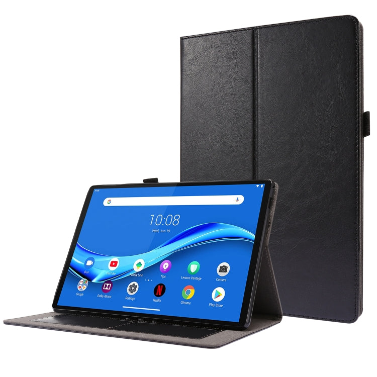 For  Lenovo Tab M10 10.1 2-Folding Business Horizontal Flip PU Leather Case with Card Slots & Holder