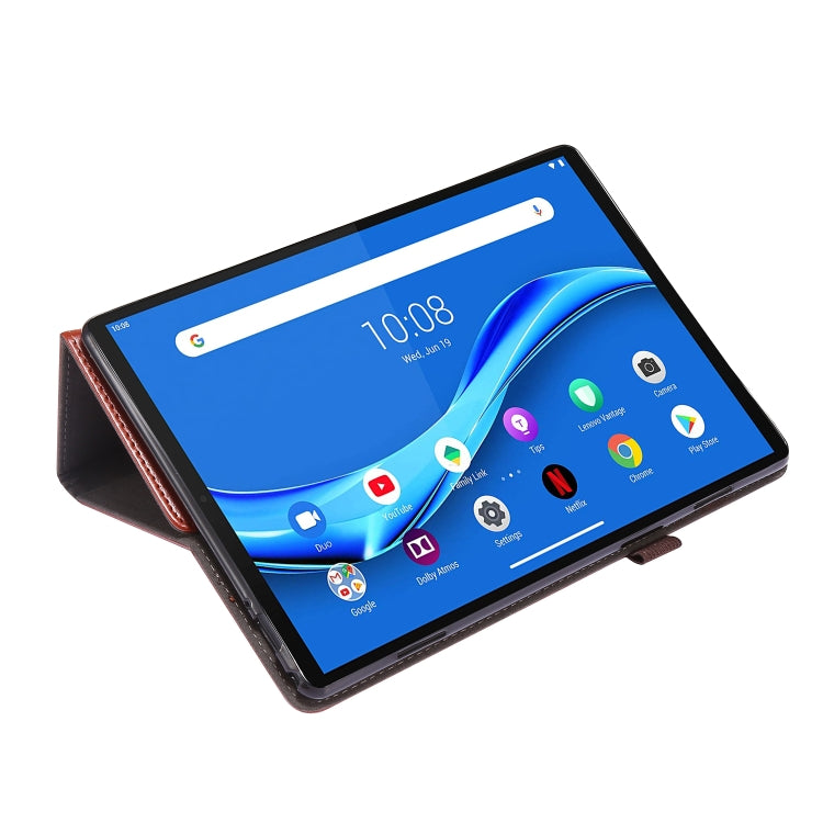 For  Lenovo Tab M10 10.1 2-Folding Business Horizontal Flip PU Leather Case with Card Slots & Holder