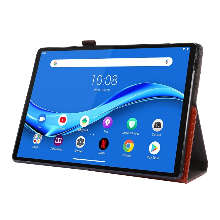 For  Lenovo Tab M10 10.1 2-Folding Business Horizontal Flip PU Leather Case with Card Slots & Holder