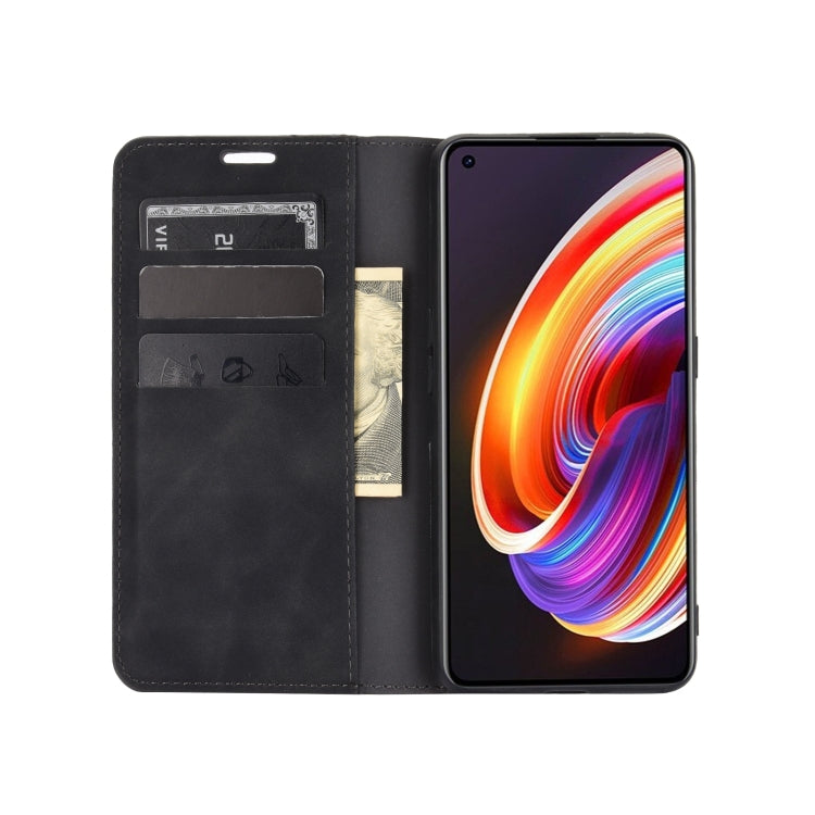 For Oppo Realme X7 Retro-skin Business Magnetic Suction Leather Case with Holder & Card Slots & Wallet