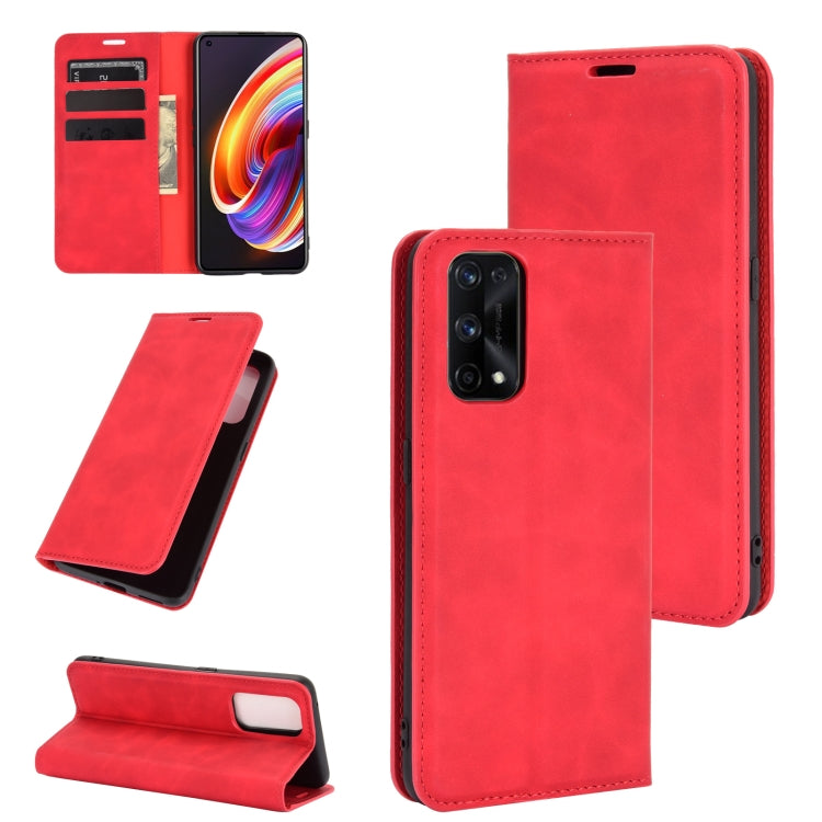 For Oppo Realme X7 Retro-skin Business Magnetic Suction Leather Case with Holder & Card Slots & Wallet