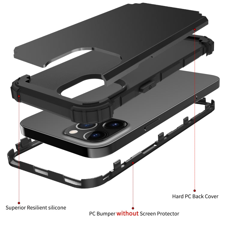 For iPhone 12 Pro Max PC+ Silicone Three-piece Anti-drop Mobile Phone Protective Back Cover