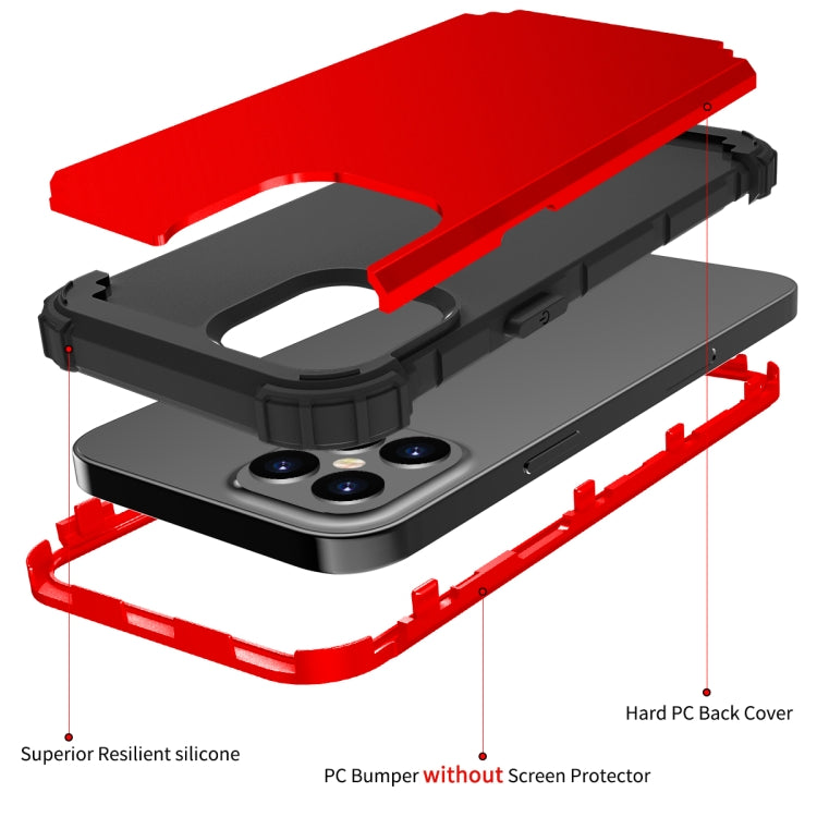 For iPhone 12 Pro Max PC+ Silicone Three-piece Anti-drop Mobile Phone Protective Back Cover