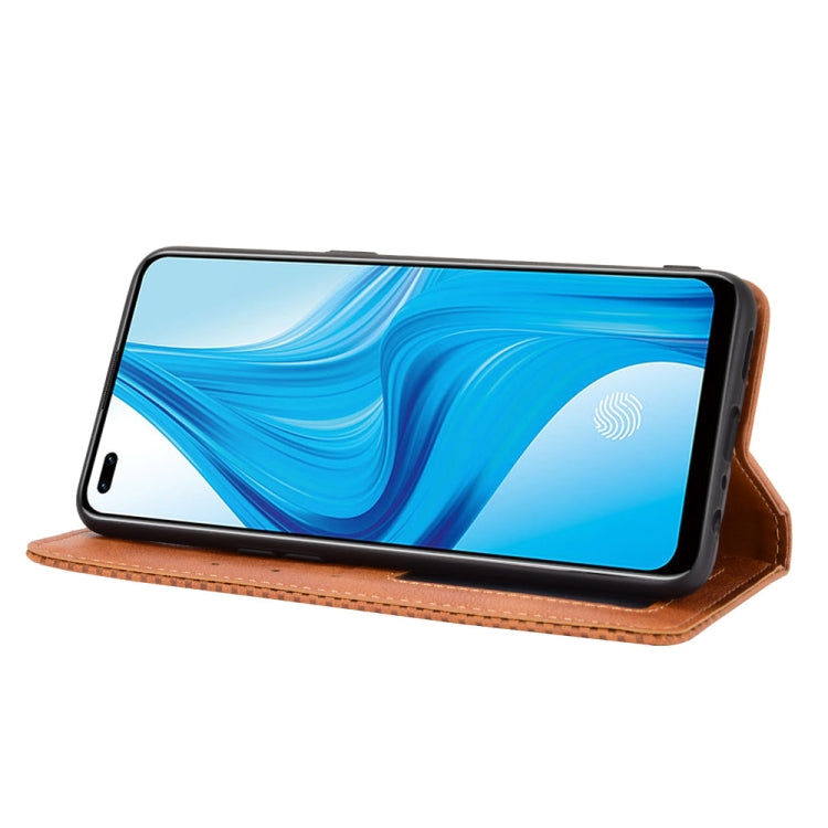 For OPPO F17 Pro / A93 / Reno4 Lite Magnetic Buckle Retro Crazy Horse Texture Horizontal Flip Leather Case with Holder & Card Slots & Photo Frame