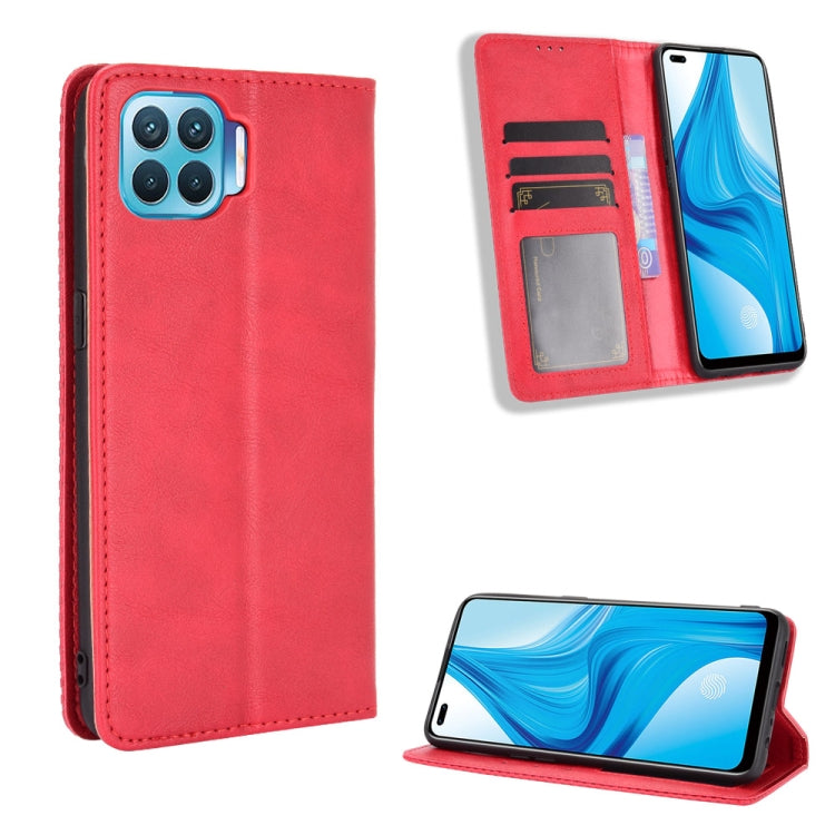 For OPPO F17 Pro / A93 / Reno4 Lite Magnetic Buckle Retro Crazy Horse Texture Horizontal Flip Leather Case with Holder & Card Slots & Photo Frame