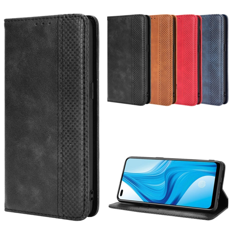 For OPPO F17 Pro / A93 / Reno4 Lite Magnetic Buckle Retro Crazy Horse Texture Horizontal Flip Leather Case with Holder & Card Slots & Photo Frame