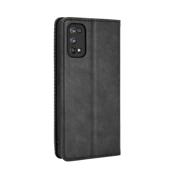 For OPPO Realme 7 Pro Magnetic Buckle Retro Crazy Horse Texture Horizontal Flip Leather Case  , with Holder & Card Slots & Photo Frame