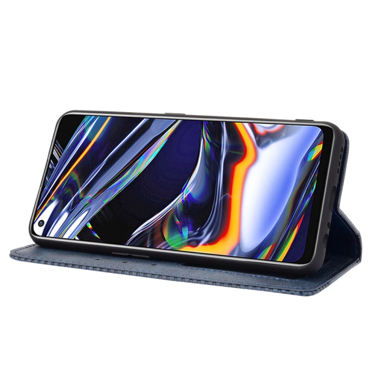 For OPPO Realme 7 Pro Magnetic Buckle Retro Crazy Horse Texture Horizontal Flip Leather Case  , with Holder & Card Slots & Photo Frame