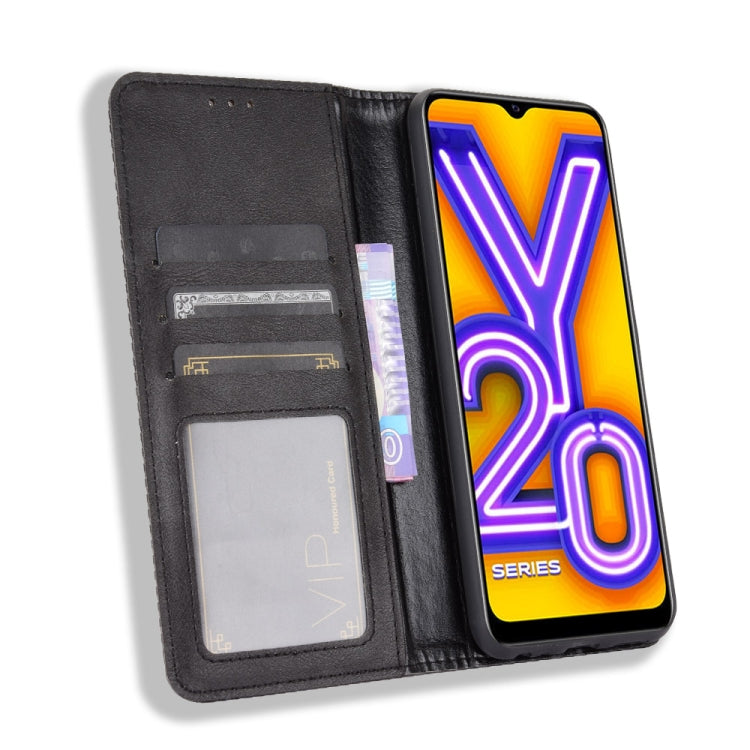 For vivo Y20/ Y20i Magnetic Buckle Retro Crazy Horse Texture Horizontal Flip Leather Case  , with Holder & Card Slots & Photo Frame