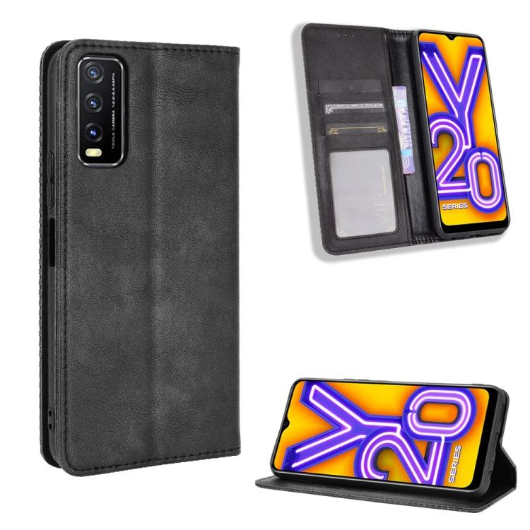 For vivo Y20/ Y20i Magnetic Buckle Retro Crazy Horse Texture Horizontal Flip Leather Case  , with Holder & Card Slots & Photo Frame