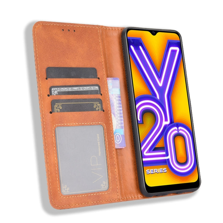 For vivo Y20/ Y20i Magnetic Buckle Retro Crazy Horse Texture Horizontal Flip Leather Case  , with Holder & Card Slots & Photo Frame