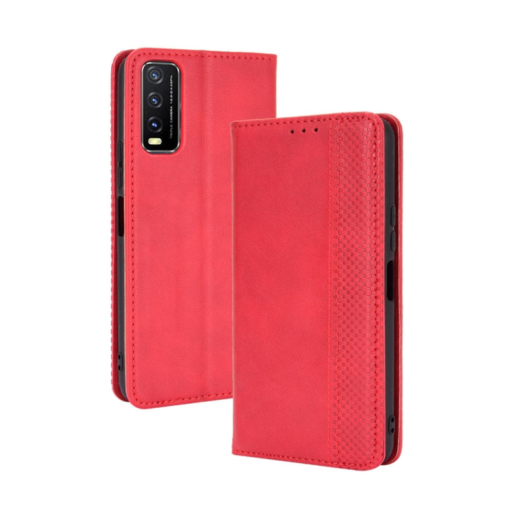 For vivo Y20/ Y20i Magnetic Buckle Retro Crazy Horse Texture Horizontal Flip Leather Case  , with Holder & Card Slots & Photo Frame