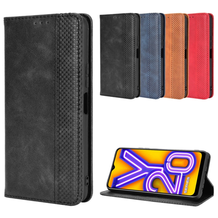 For vivo Y20/ Y20i Magnetic Buckle Retro Crazy Horse Texture Horizontal Flip Leather Case  , with Holder & Card Slots & Photo Frame