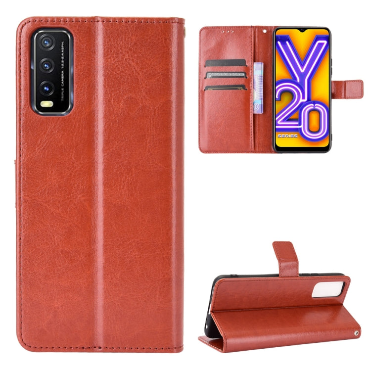 For VIVO Y20 2020/ Y20i  Retro Crazy Horse Texture Horizontal Flip Leather Case , with Holder & Card Slots & Photo Frame