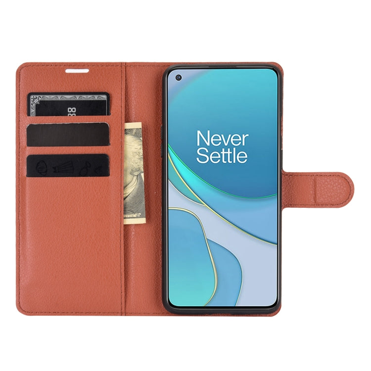 For OnePlus 8T Litchi Texture Horizontal Flip Protective Case with Holder & Card Slots & Wallet