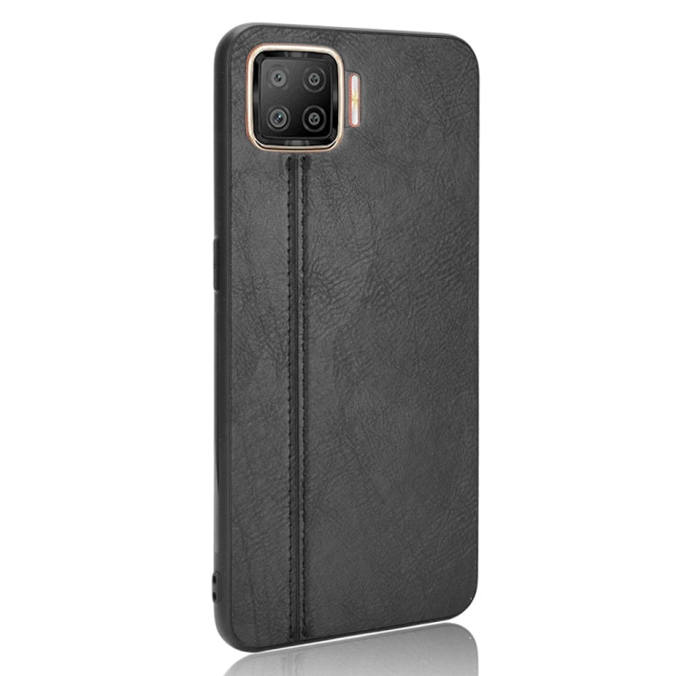 For OPPO F17/A73 Shockproof Sewing Cow Pattern Skin PC + PU + TPU Case