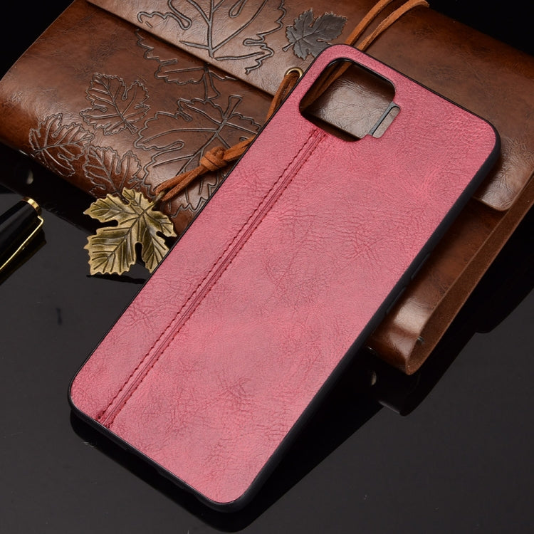 For OPPO F17/A73 Shockproof Sewing Cow Pattern Skin PC + PU + TPU Case