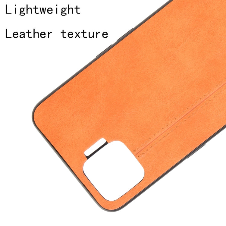 For OPPO F17/A73 Shockproof Sewing Cow Pattern Skin PC + PU + TPU Case