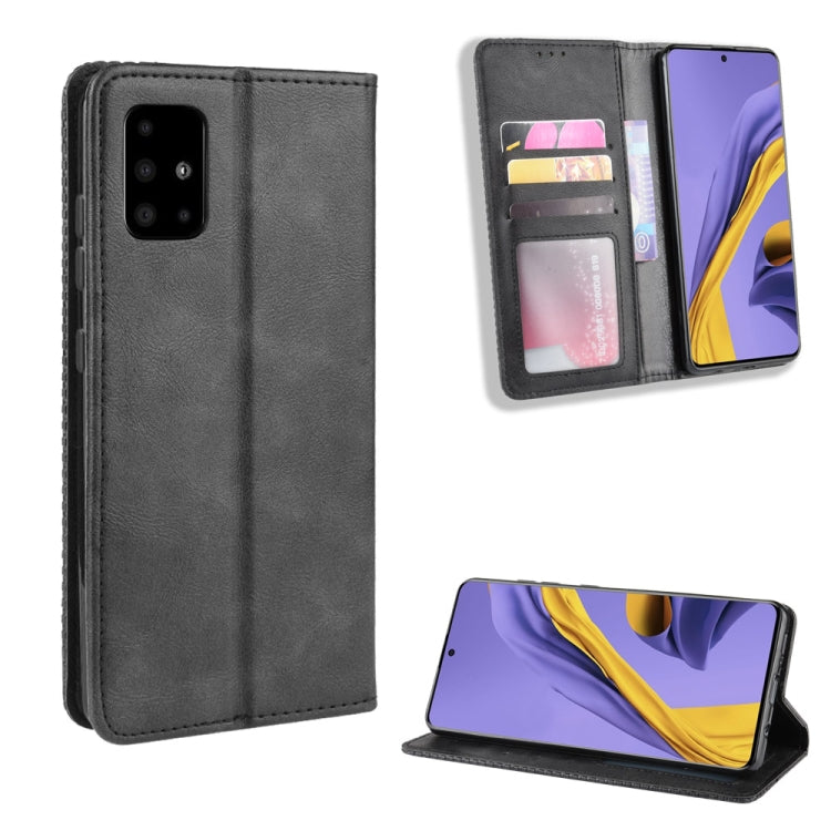 For Samsung Galaxy M51 Magnetic Buckle Retro Crazy Horse Texture Horizontal Flip Leather Case with Holder & Card Slots & Photo Frame