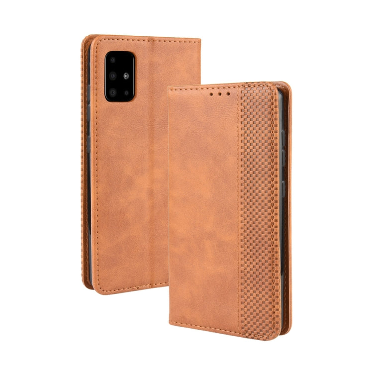 For Samsung Galaxy M51 Magnetic Buckle Retro Crazy Horse Texture Horizontal Flip Leather Case with Holder & Card Slots & Photo Frame