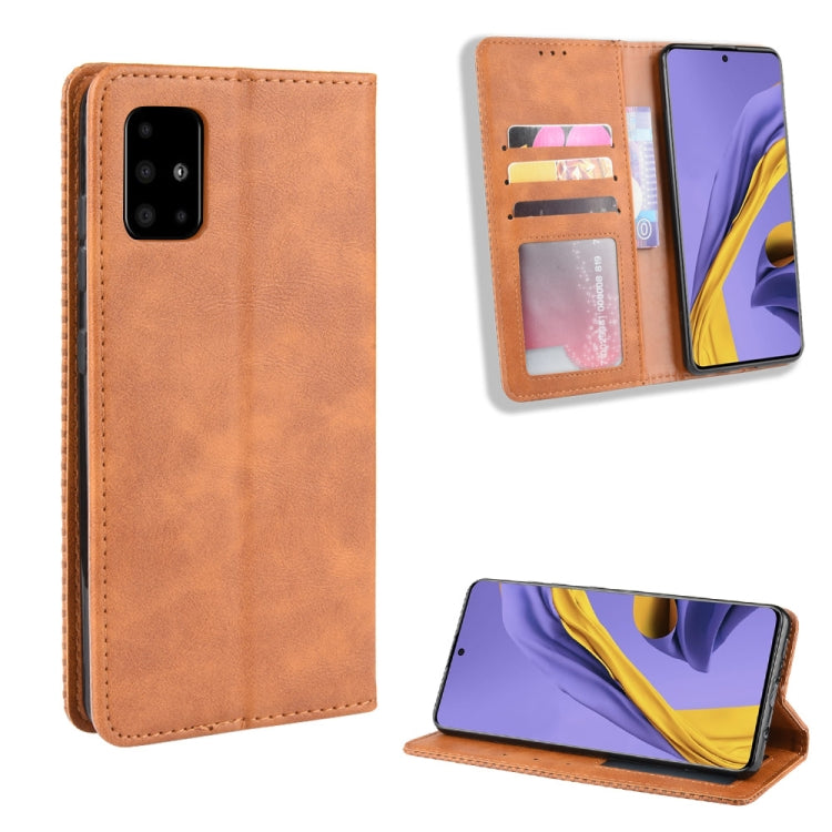 For Samsung Galaxy M51 Magnetic Buckle Retro Crazy Horse Texture Horizontal Flip Leather Case with Holder & Card Slots & Photo Frame