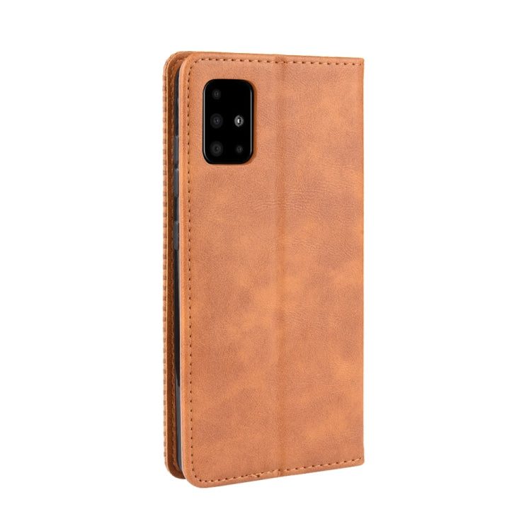 For Samsung Galaxy M51 Magnetic Buckle Retro Crazy Horse Texture Horizontal Flip Leather Case with Holder & Card Slots & Photo Frame