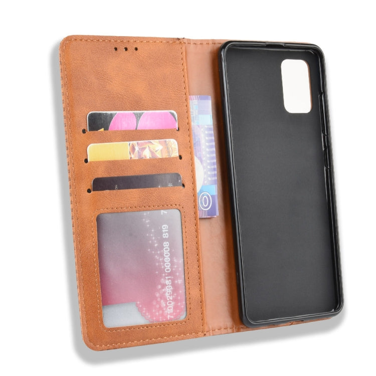 For Samsung Galaxy M51 Magnetic Buckle Retro Crazy Horse Texture Horizontal Flip Leather Case with Holder & Card Slots & Photo Frame