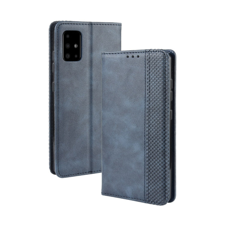 For Samsung Galaxy M51 Magnetic Buckle Retro Crazy Horse Texture Horizontal Flip Leather Case with Holder & Card Slots & Photo Frame