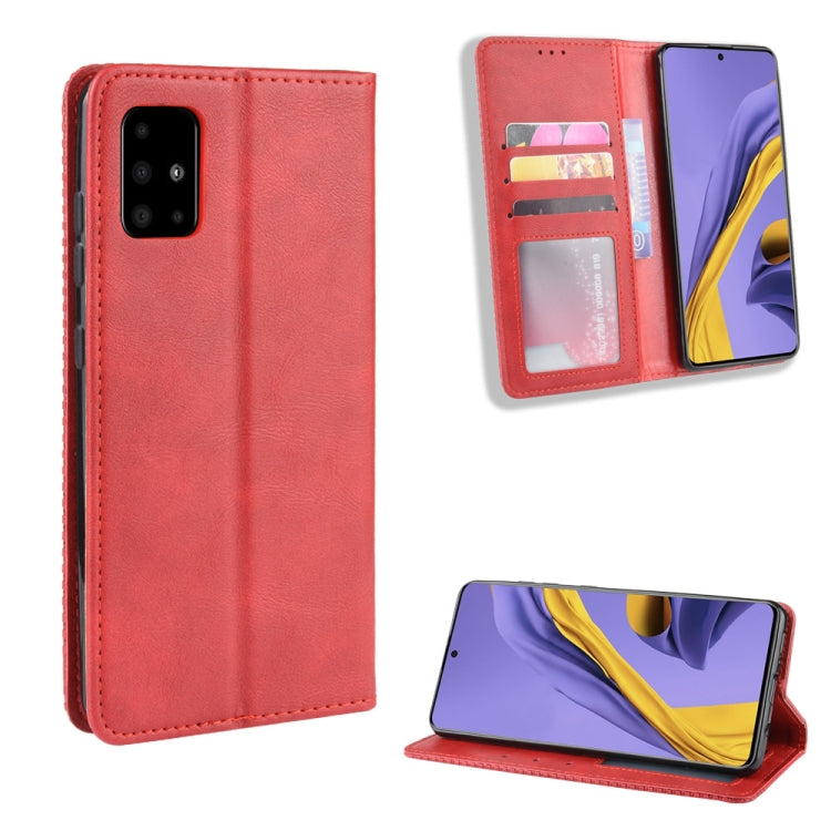 For Samsung Galaxy M51 Magnetic Buckle Retro Crazy Horse Texture Horizontal Flip Leather Case with Holder & Card Slots & Photo Frame