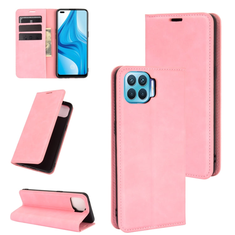 For OPPO F17 Pro Retro-skin Business Magnetic Suction Leather Case with Holder & Card Slots & Wallet