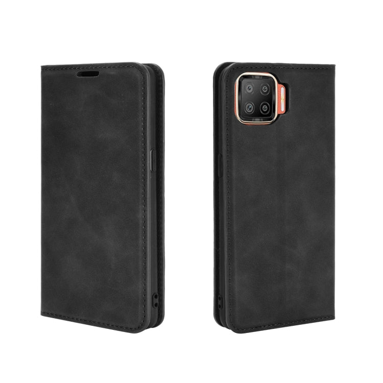 For OPPO F17 Retro-skin Business Magnetic Suction Leather Case with Holder & Card Slots & Wallet
