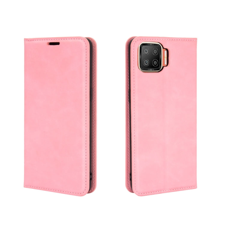For OPPO F17 Retro-skin Business Magnetic Suction Leather Case with Holder & Card Slots & Wallet