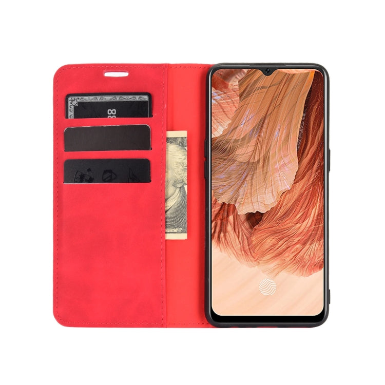 For OPPO F17 Retro-skin Business Magnetic Suction Leather Case with Holder & Card Slots & Wallet