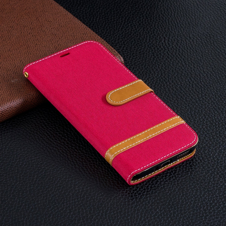 Color Matching Denim Texture Leather Case for Huawei Honor 8C, with Holder & Card Slots & Wallet & Lanyard